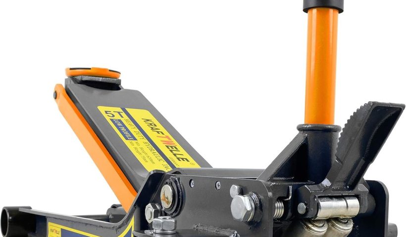 Test du cric professionnel KrafTWelle 5T plat bleu