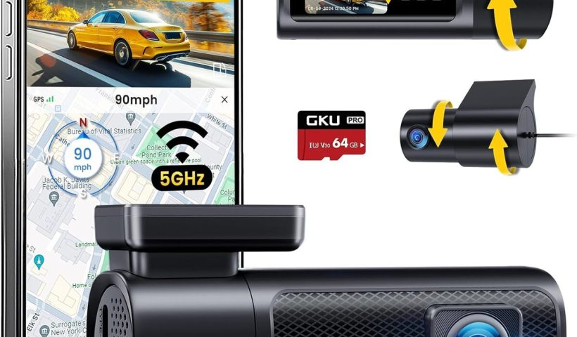 Test de la dashcam 4K GKU 2160P+1080P avec double caméra et vision nocturne