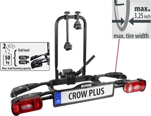 EUFAB Crow Plus 11582 Porte-vélo, Extensible