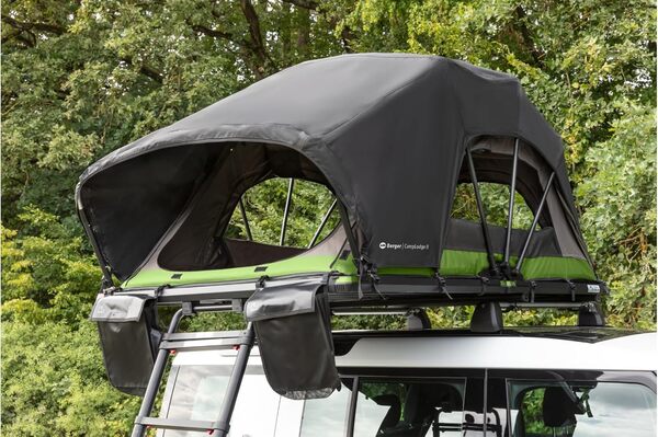 BERGER CampLodge Tente de toit pour 2 personnes | Tente de toit de voiture avec lumières LED | Coffre de toit de voiture étanche adapté à toutes les saisons