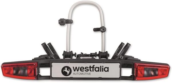 Westfalia Porte-vélos Bikelander pour Attelages, Sacoche Incluse | pour 2 Vélos | Adapté aux Vélos Électriques| Repliable | Feux Hybrides à LED