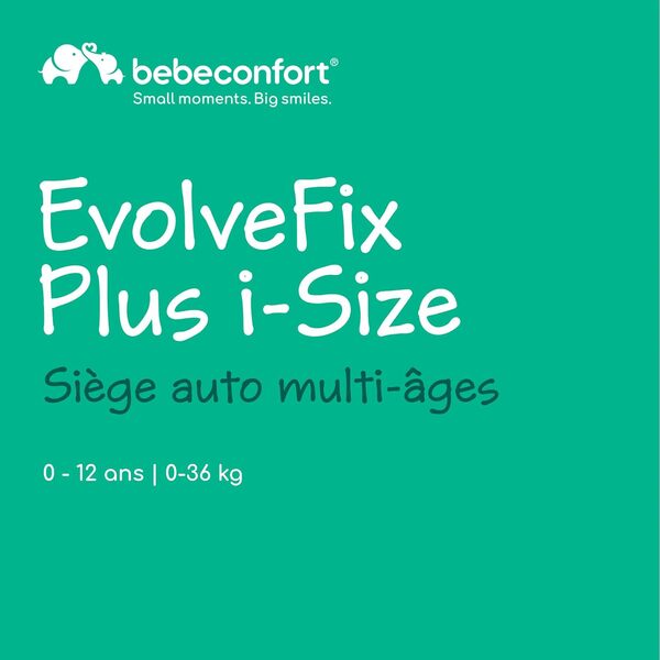 Bebeconfort EvolveFix Plus i-Size, Siege Auto 360, 0-12 Ans, 40-150 cm, Siège Auto ISOFIX, 10 Positions d'Appui-tête, 4 Positions d'Inclinaison, Protection Contre les Chocs Latéraux, Tinted Black