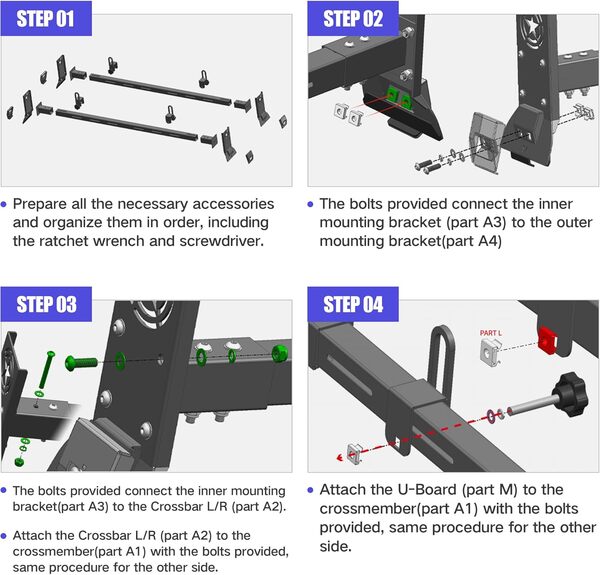 Support d'échelle de toit pour Jeep Wrangler 2007-2024 JK JL Gladiator JT Hardtop 2/4 porte