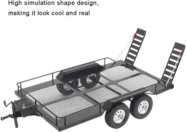 Remorque RC, Accessoire de remorque de Voiture en métal avec Quatre pneus pour Voiture 1/10 RC
