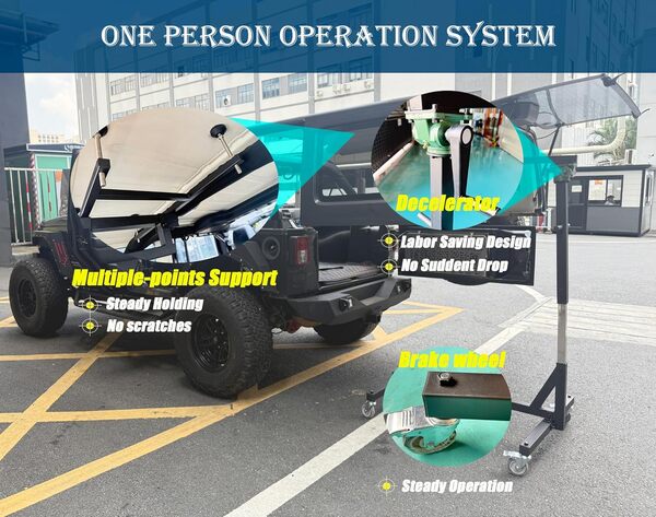 Levage de toit rigide Jeep pour Wrangler 2007 à présent JL/JLU/JK/JK/CJ 2 et 4 portes – Palan de toit de voiture robuste actionné par une personne, hauteur réglable/installation facile. Brevet en