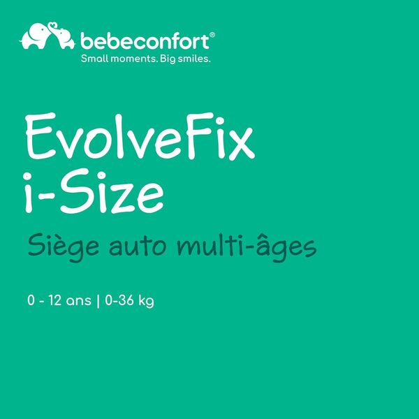 Bebeconfort EvolveFix i-Size, Siege Auto 360, 0-12 Ans, 40-150cm, Siège Auto ISOFIX, 9 Positions d'Appui-tête, 4 Positions d'Inclinaison, Protection Contre les Chocs Latéraux, Tinted Graphite
