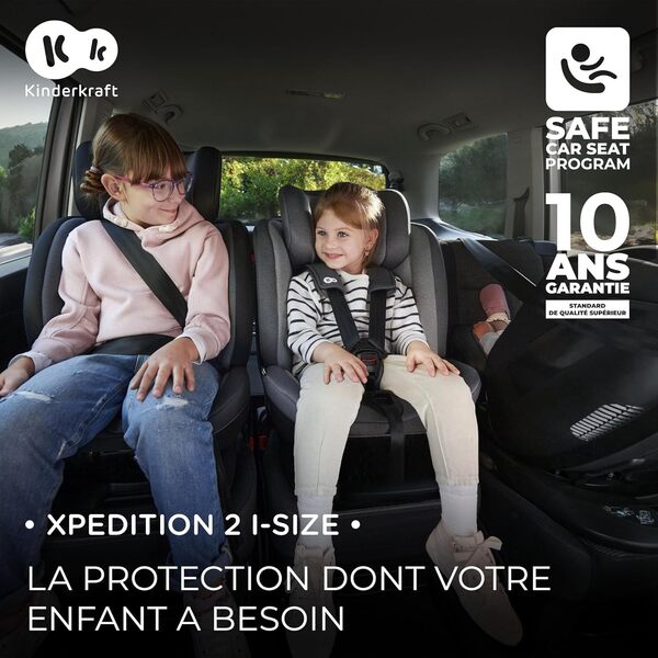 Kinderkraft XPEDITION I-Size 40-150 cm, Siège auto bébé 0 à 36 kg évolutif, Groupe 0/1/2/3, Isofix 360° pivotant, Têtière et largeur d'assise ajustable d'une seule main, Protections latérales, Bleu
