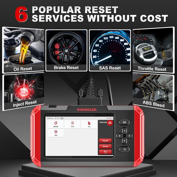 KINGBOLEN S500 Valise Diagnostic Auto pour Moteur/ABS/SRS/Boîte de Vitesses, Outil de Diagnostic OBD2 du 4 Système avec Réinitialisation de l'huile/EPB/SAS/ETS,AutoVIN Mise à Jour Gratuite