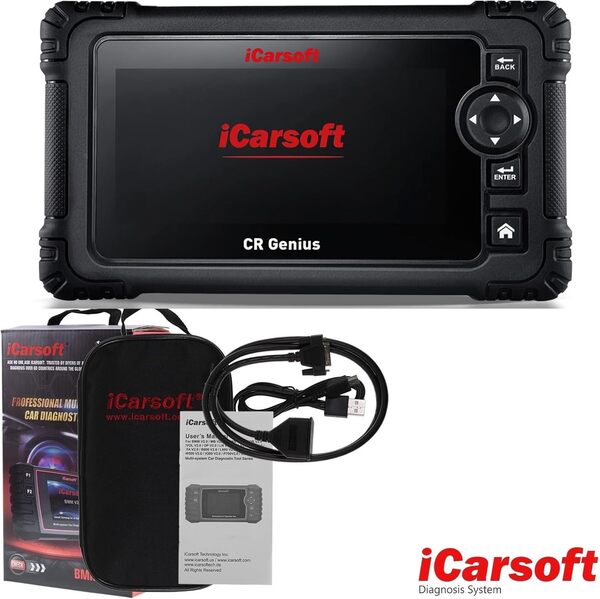 iCarsoft CR Genius - Outil Diagnostic Automobile Multimarques Professionnel - Lecture/Effacement Défauts/Codage Injecteurs/Actuateurs/Purge ABS/Reset Vidange et FAP ...