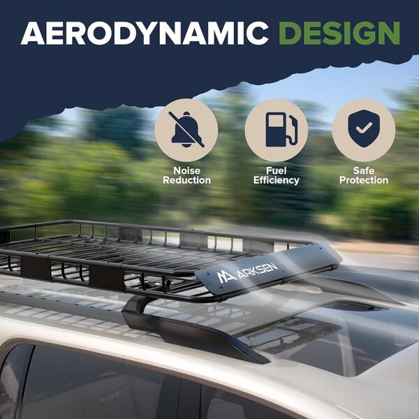 ARKSEN Barres de toit universelles de 162 x 99 x 10 cm avec sac étanche – Capacité de 68 kg – Porte-bagages de toit robuste avec extension pour voiture, SUV et pick-up