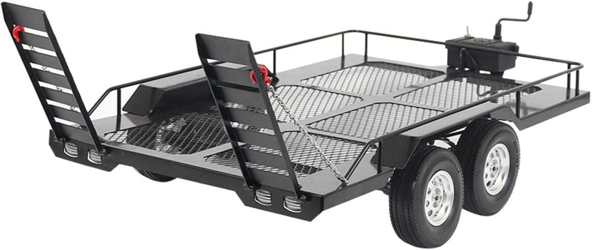 Test de la remorque RC 1/10 avec quatre pneus en métal