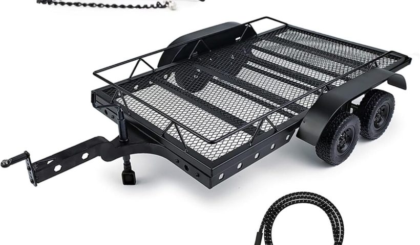 Test de la remorque RC AMK en métal pour voitures à l'échelle 1/10