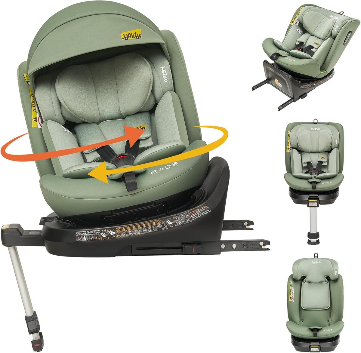 Test du siège auto Jovikids ISOFIX 360 pivotant 40-150cm vert