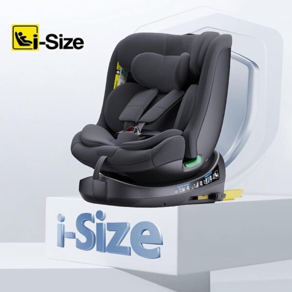 YAZOCO Siège auto bébé, I-SIZE 40-150 cm, 360° pivotant 0 à 36 kg évolutif, dès la naissance et jusqu'à 12 ans environ, Groupe 0/1/2/3, Isofix, RWF, FWF, Protections latérales sièges (Noir)