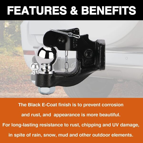 HEYOUTH Attelage Remorque,Crochet attelage Mixte 8000kg 4 Trous,Chape avec Boule diam 50mm
