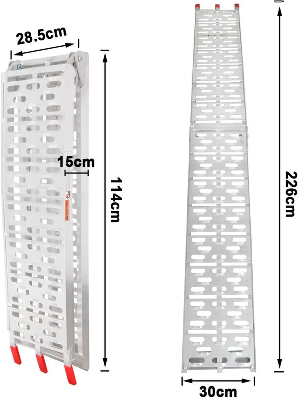 Lospitch Lot de 2 rampes de chargement pliables en aluminium pour moto - 680 kg - Antidérapantes - Pliable - Pour quad, voiture