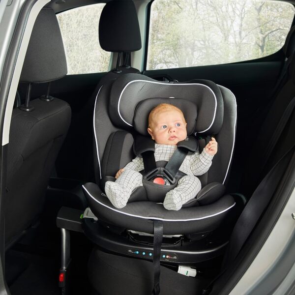Ickle Bubba Radial i-Size Plus Siège Auto 360° – ISOFIX, Naissance à 150 cm (≈12 ans), Rotation 360°, Dos/Face Route, Appui-tête Mousse Mémoire, Protection Latérale (Gris Foncé)