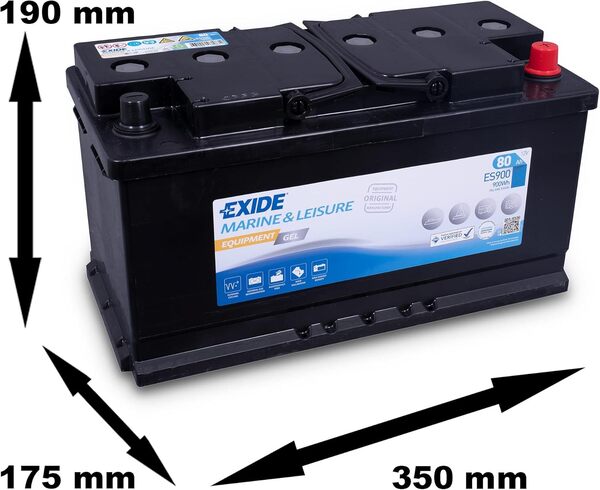 EXIDE - BATTERIE MARINE Equipment GEL - Spéciale bâteaux & caravanes - Batterie 12V - 80Ah - Haute performance