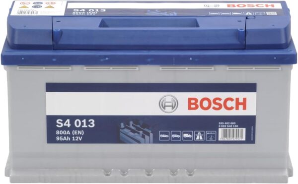 Bosch S4 013 Batterie Auto 95 A/h - 800 A - Batterie 12 V, Plomb-acide pour Véhicules sans Système Start/Stop, Polarité Gauche (-) Droite (+), 354 x 175 x 190 mm