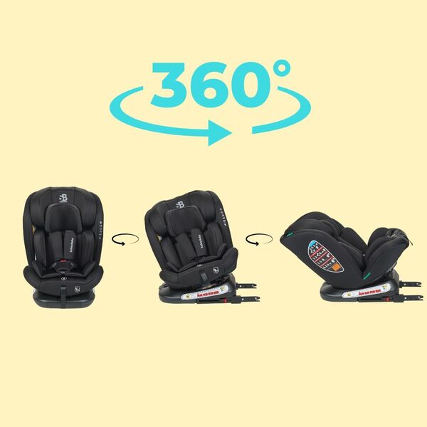 Safety baby - Siège auto Xenon Isofix Pivotant 360° I-Size 40-150 cm - Evolutif dès la naissance jusqu'à 12 ans environ - Groupe 0-1-2-3 - Fixations isofix - Protections latérales