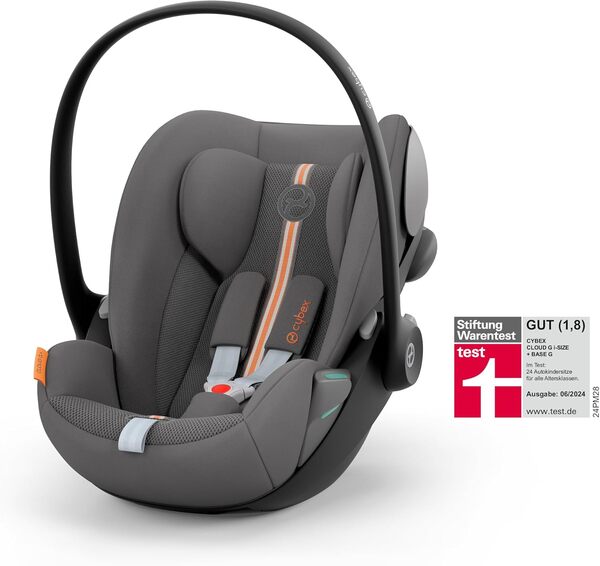 CYBEX Gold Coque Cloud G i-Size Plus, Coussin Réducteur pour Nouveau-né inclus, De la naissance à environ 24 mois, Max. 13 kg, Lava Grey
