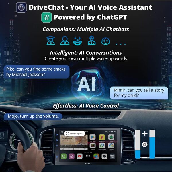 ATOTO S8 4G+32G Autoradio 2 DIN Android, CarPlay sans Fil et Android Auto sans Fil, 7 Pouces QLED Radio Double Din avec 4G LTE, ChatGPT, GPS, WiFi/Dual BT, LRV, SCVC, écran Divisé, S8G2B74MS