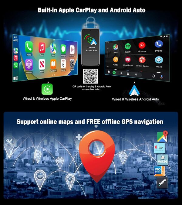 Erisin 12.3 Pouces 8-Core 8GO+128GO Android 14 Autoradio GPS Navi pour Mercedes Classe C W205 GLC Class X253 NTG 5.0/5.1/5.2 Supporte IPS Bluetooth 5.0 Dab+ CarPlay Android Auto DSP WiFi 4G Canbus 2K