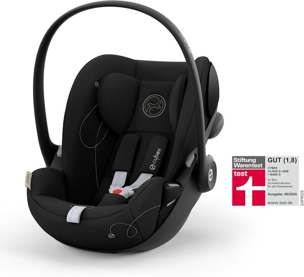 CYBEX Gold Coque Cloud G i-Size Comfort, Coussin Réducteur pour Nouveau-né inclus, De la naissance à environ 24 mois, Max. 13 kg, Moon Black