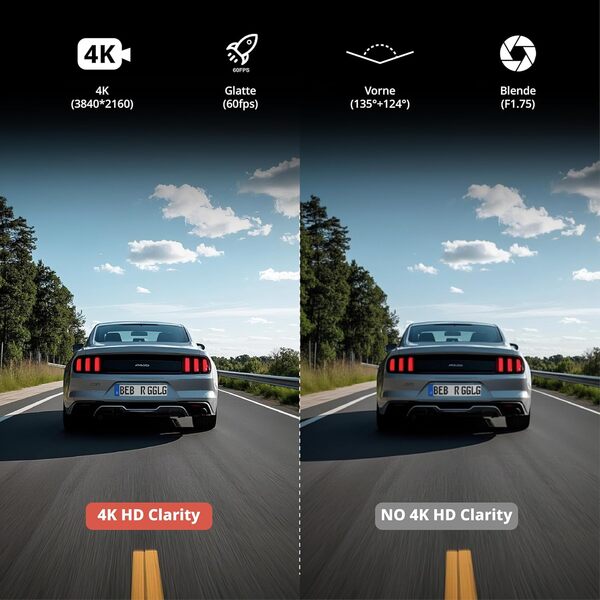 Hikvision Caméra embarquée avant arrière 4K + 1080p, écran tactile IPS 3