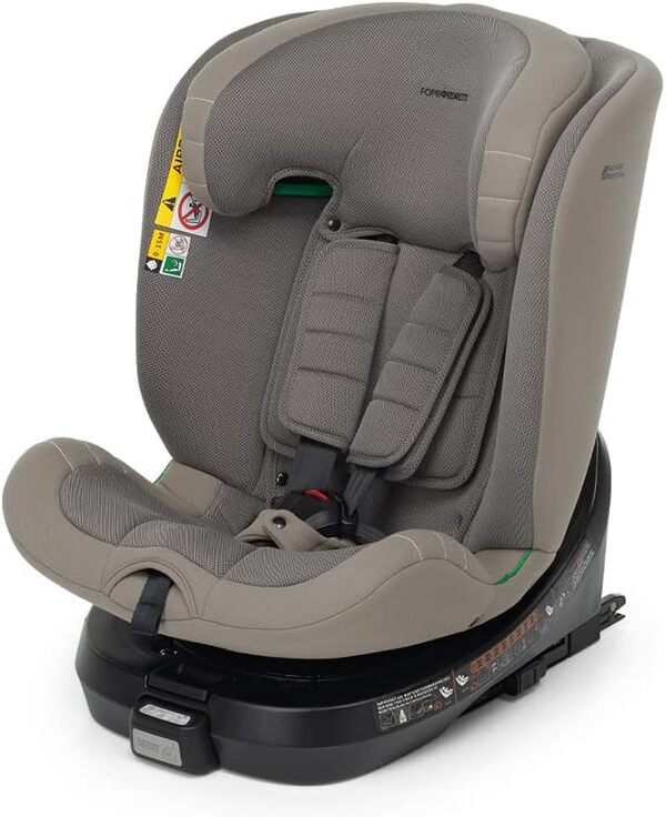 Foppapedretti Siège auto Iturn I-Size, siège pivotant à 360° pour enfant de 40 à 150 cm de hauteur, 0-12 ans, conforme ECE R129, fixation Dualfix (Isofix et non), Safe Body Protection, Desert