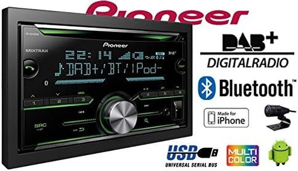 Pioneer FH-X840DAB Noir Bluetooth récepteur multimédia de Voiture FH-X840DAB, Noir, 2 DIN