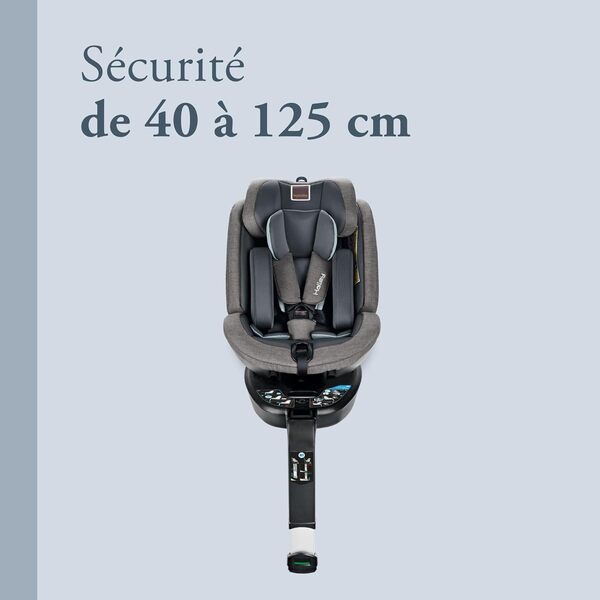 Inglesina Halley, Siège Auto Rotatif 360°, De 0 à 7 Ans Environ, de 40cm à 125 cm, Gris