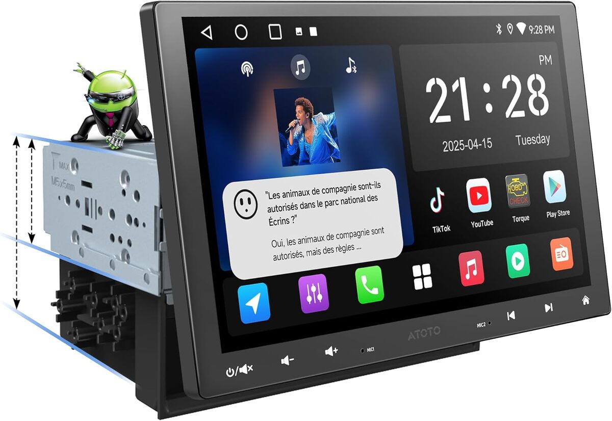 Test de l'autoradio ATOTOZONE A5L : écran flottant et CarPlay sans fil