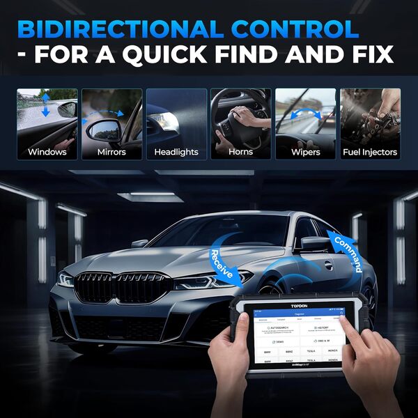 TOPDON AD900BT OBD2 Scanner Outil de Diagnostic Codage ECU 28+ Services Tous Systèmes Bidirectionnels, Lecteur de Codes pour Tous Les Véhicules avec AutoVIN FCA, 2 Ans de Mises à Jour, 18+ Langues