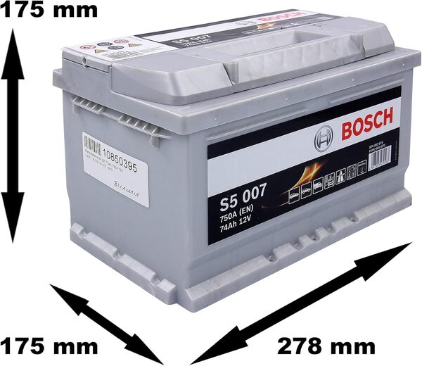 Bosch S5007 - Batterie Auto - 74A/h - 750A - Technologie Plomb-Acide - pour les Véhicules sans Système Start/Stop