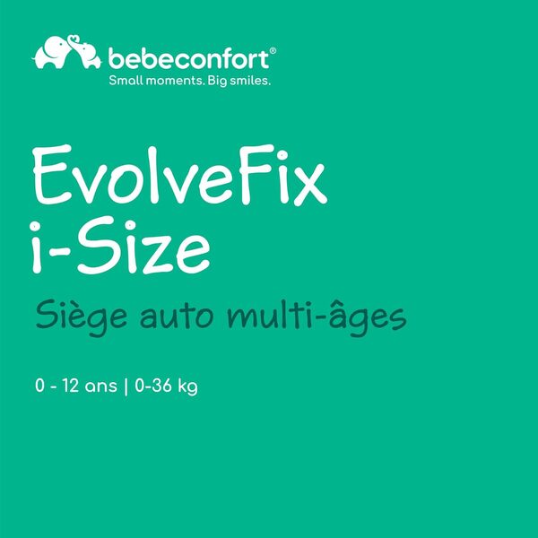 Bebeconfort EvolveFix i-Size, Siege Auto 360, 0-12 Ans, 40-150cm, Siège Auto ISOFIX, 9 Positions d'Appui-tête, 4 Positions d'Inclinaison, Protection Contre les Chocs Latéraux, Top Tether, Tinted Black