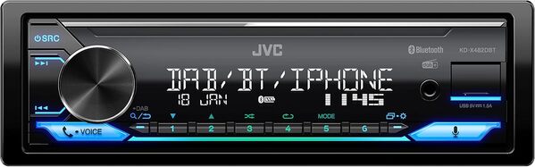 JVC autoradio USB, iPod, Bluetooth, Dab+, KD-X482DBT Noir