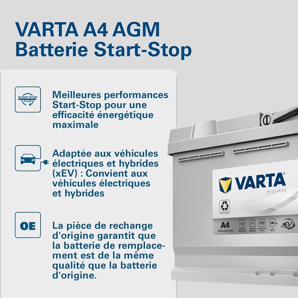 Batterie de démarrage XEV Varta Silver Dynamic AGM L6 A4 12V 105Ah / 950A 605901095