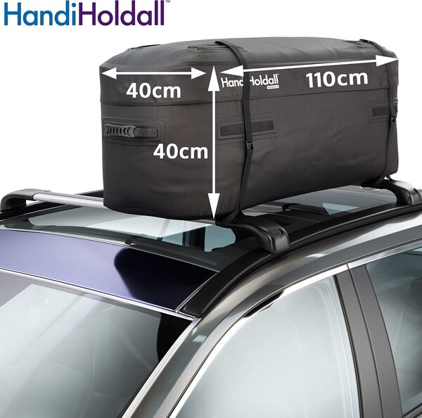 HandiWorld HandiHoldall 175 litres Waterproof Soft Roof Box - Sac de Toit Pliable avec Base Solide - Noir