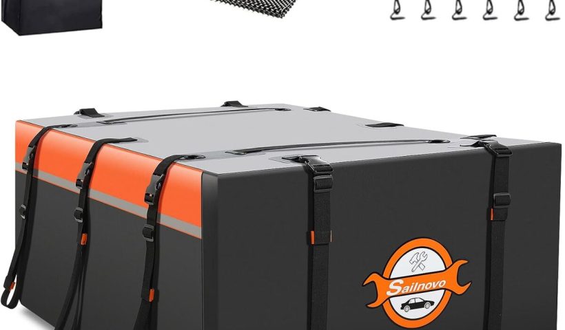 Test : coffre de toit pliable Sailnovo 21 pieds cubes orange