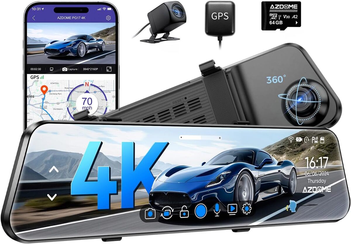 Test de la dashcam AZDOME PG17 4K avec caméra de recul