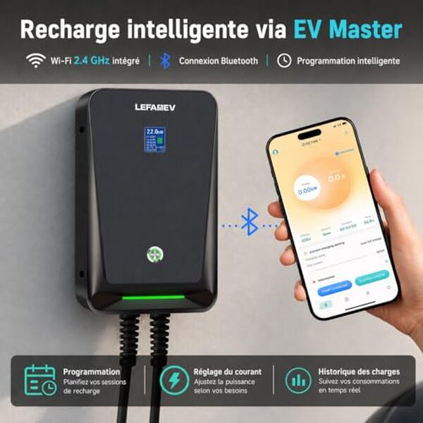 Découvrez notre test détaillé de la borne de recharge triphasée 22kW : fonctionnalités de l'app, écran LCD et performance de charge rapide pour votre véhicule électrique.