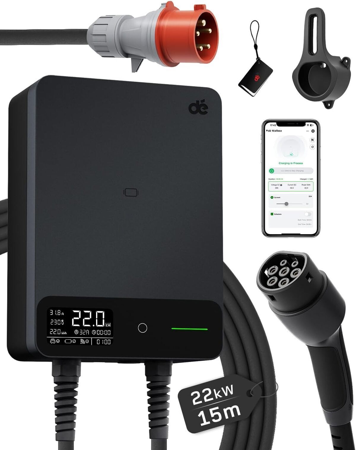 Test de la borne de recharge 22 kW triphasée Wallbox RFID