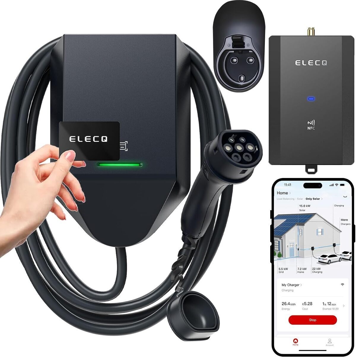 Test de la borne de recharge ELECQ 7.4KW avec WiFi et power monitor