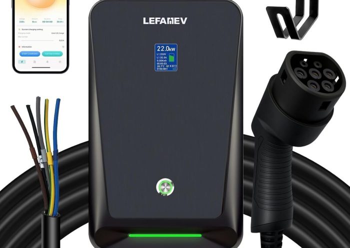 Test de la borne de recharge triphasée 22kw avec app et écran LCD