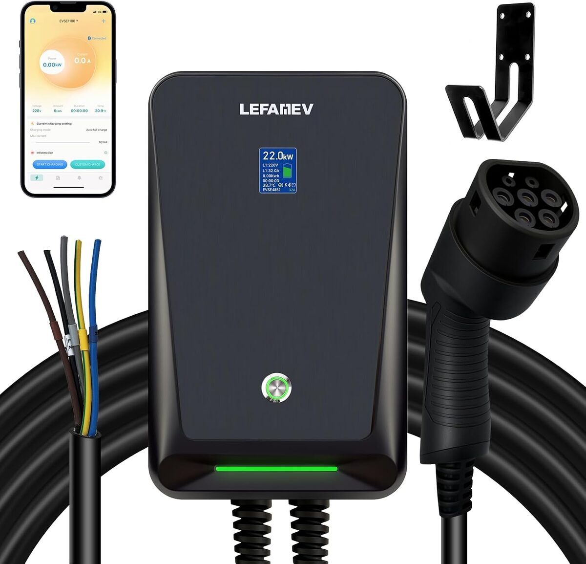 Test de la borne de recharge triphasée 22kw avec app et écran LCD