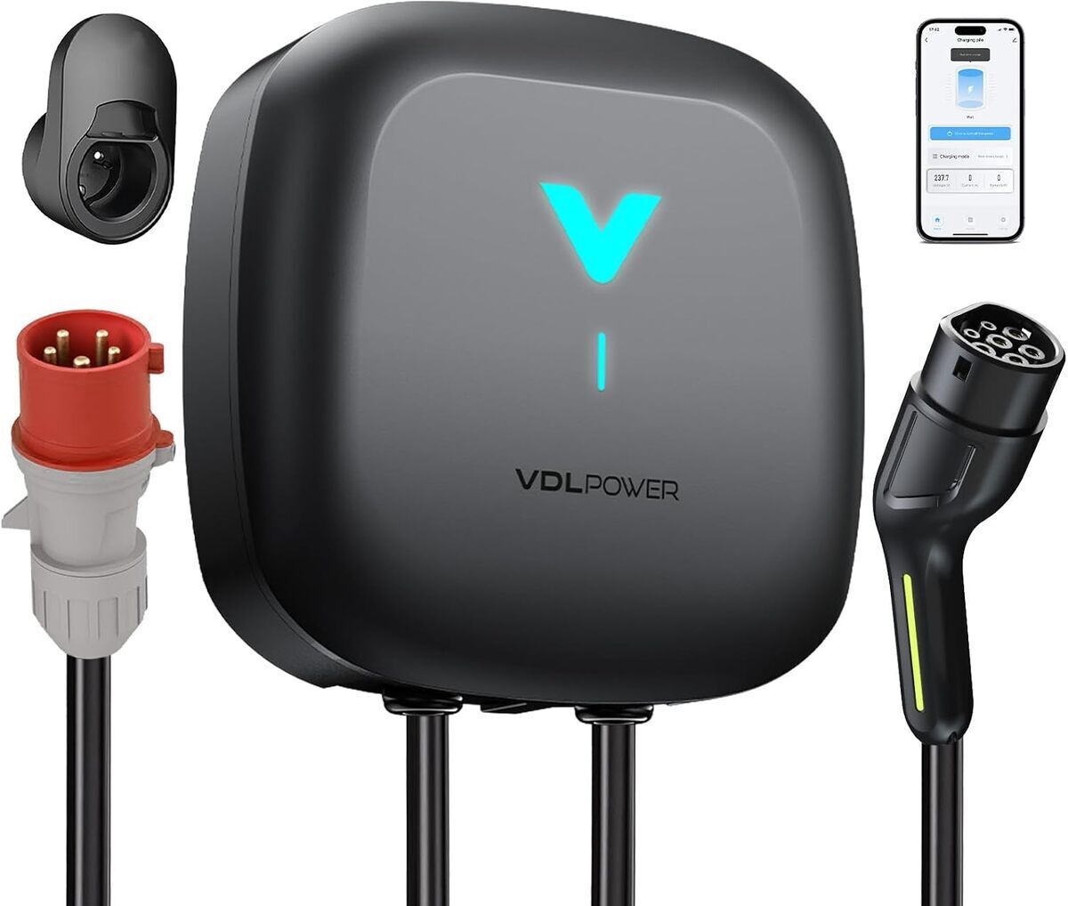 Test de la borne de recharge VDLPOWEREU 22kW avec app et câble 6m