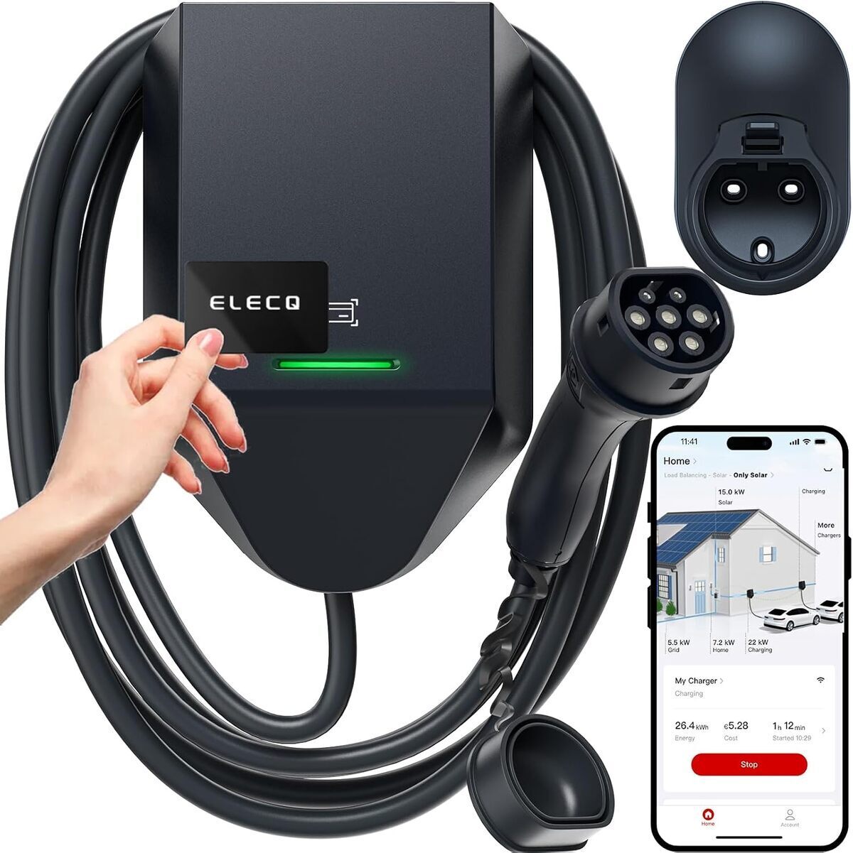 Test : elecq Wallbox 11kW intelligente avec app & RFID pour maison